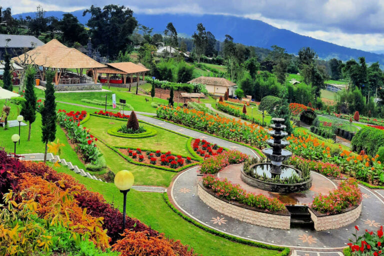 Bali tropical gardens attracting tourists